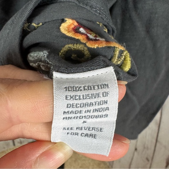 Frazzle Dark Gray Long Sleeves Embroidered Top Size Small - Picture 7 of 7